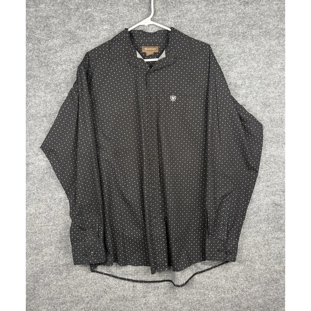 Ariat Carson Shirt Mens Large Black White Western Button Down Long Sleeve